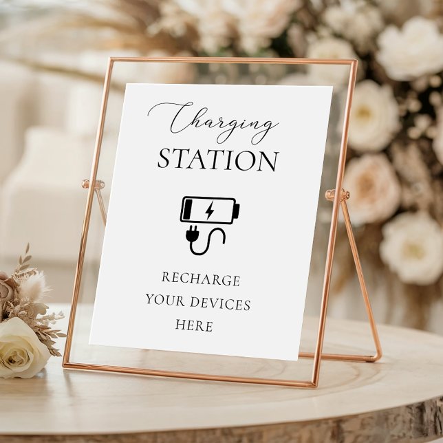 Elegant Script Charging Station Wedding Sign (Creator Uploaded)