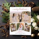 Elegant Script Chic Christmas 4 Photo Collage Holiday Postcard<br><div class="desc">Our gorgeous holiday photo card is the perfect choice for anyone looking for a stylish holiday card with personalised photos to wish merry Christmas to their loved one. Chic and elegant the design features a collage of 4 personalised photos within a thin, elegant, and minimalist white frame. The greeting text,...</div>