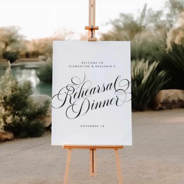 Elegant Script Chic Wedding Rehearsal Dinner Sign (Creator Uploaded)
