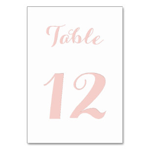 Elegant Script Chic White Rose Gold Wedding Party Table Number