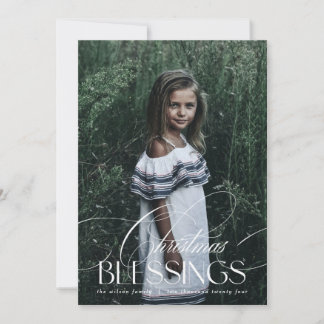 Elegant Script Christmas Blessings Holiday Card