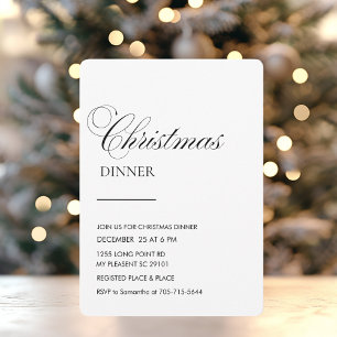 Elegant Script Christmas Dinner  Invitation