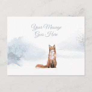 Elegant Script Christmas Holidays Winter Fox Postcard