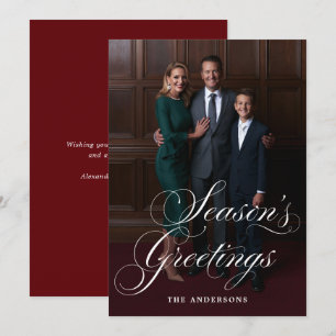 Elegant Script Christmas Photo Family Holiday Card