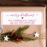 Elegant Script Christmas Return Address Label<br><div class="desc">Elegant, Modern White and Red Hand Lettered Christmas Family Return Address Labels. Featuring a pretty hand-written script with saying "merry christmas" in swash-tail font, a little red colour heart shape, around thin line frame background. Great for Christmas holiday season, easy to personalise them with your names and return address info....</div>
