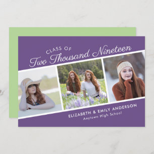 Elegant Script Class of 2019 3 Photos Graduation Invitation