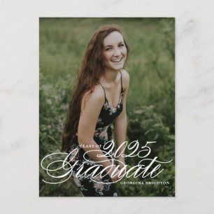 Elegant Script Class of 2024 Photo Graduation Announcement Postcard
