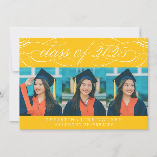 ELEGANT SCRIPT CLASS OF 2025 PHOTO GRADUATION INVITATION (Front)