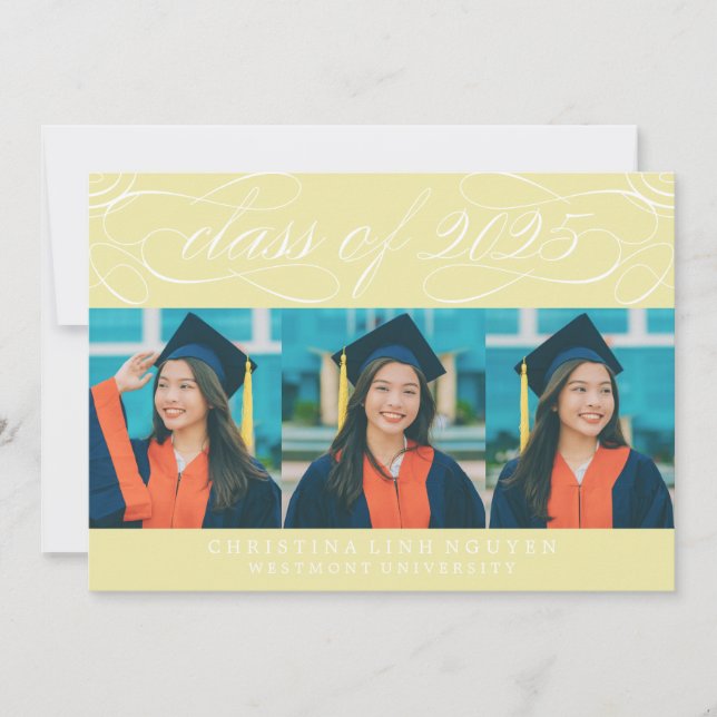 ELEGANT SCRIPT CLASS OF 2025 PHOTO GRADUATION INVITATION (Front)
