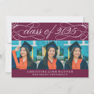 ELEGANT SCRIPT CLASS OF 2025 PHOTO GRADUATION INVITATION