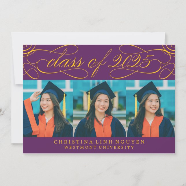 ELEGANT SCRIPT CLASS OF 2025 PHOTO GRADUATION INVITATION (Front)