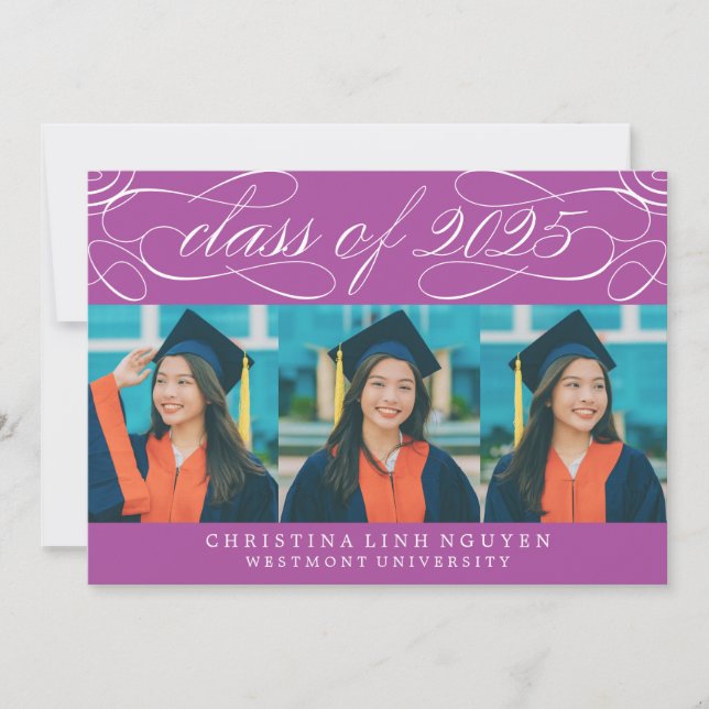 ELEGANT SCRIPT CLASS OF 2025 PHOTO GRADUATION INVITATION (Front)