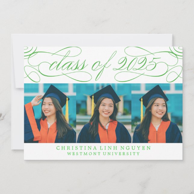 ELEGANT SCRIPT CLASS OF 2025 PHOTO GRADUATION INVITATION (Front)