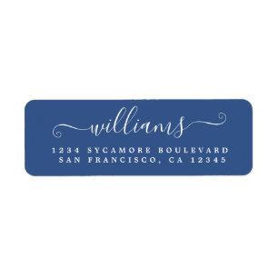 Elegant Script Classic Blue Family Return Address