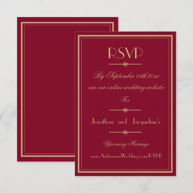Elegant Script Classic Chic Burgundy Wedding  RSVP Card (Front/Back)