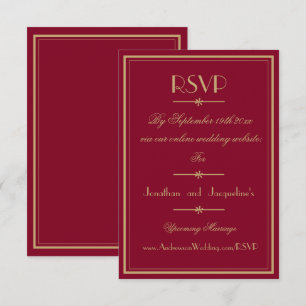 Elegant Script Classic Chic Burgundy Wedding  RSVP Card