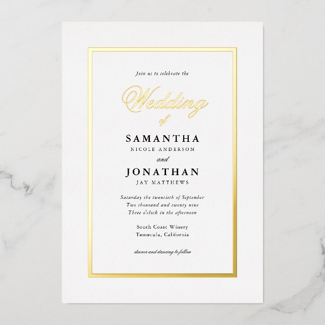 Elegant Script Classic Minimal Wedding Gold (Front)