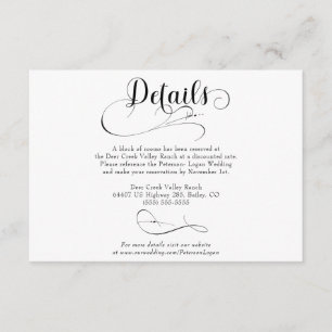 Elegant Script Classic Wedding Details Enclosure Card
