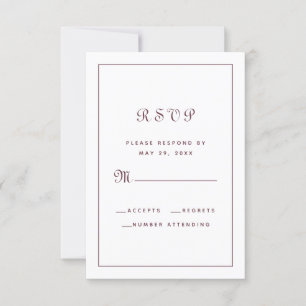 Elegant Script Classic Wedding Enclosure Burgandy RSVP Card