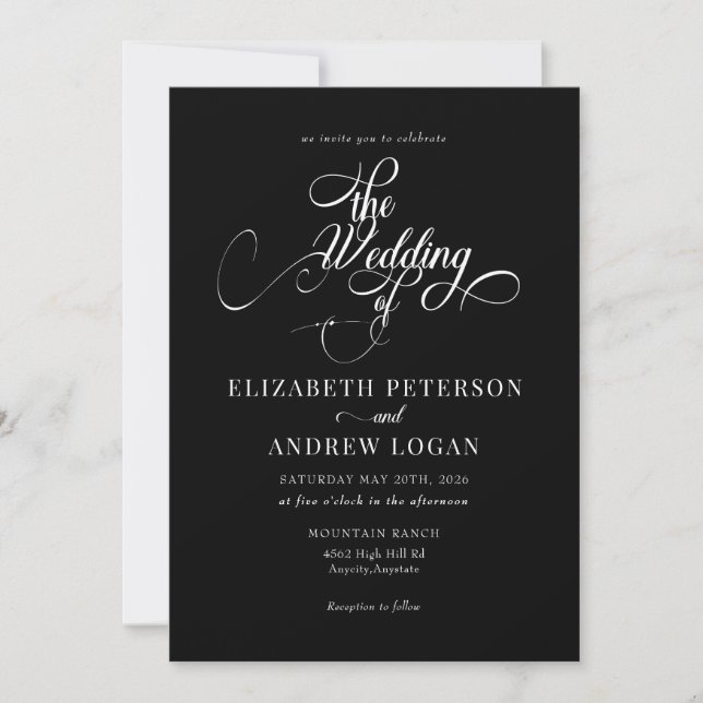 Elegant Script Classic Wedding Invitations (Front)