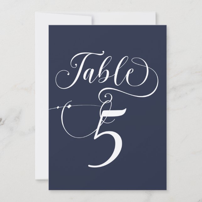 Elegant Script Classic Wedding Table Numbers (Front)
