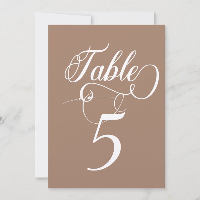 Elegant Script Classic Wedding Table Numbers (Front)