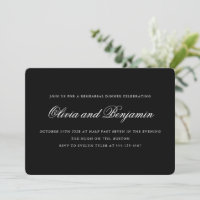 Elegant Script Classy Chic Black Rehearsal Dinner