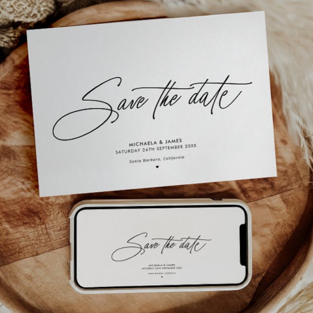 Elegant Script Clean Modern Minimalist Wedding Save The Date (Creator Uploaded)
