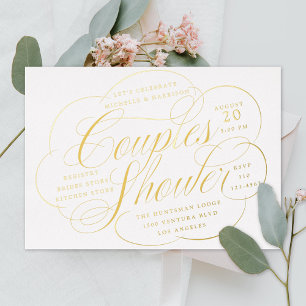 Elegant Script Cloud Flourishes Couples Shower 