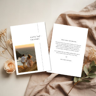 Elegant Script Coastal Photo Wedding Love Thanks Thank You Card