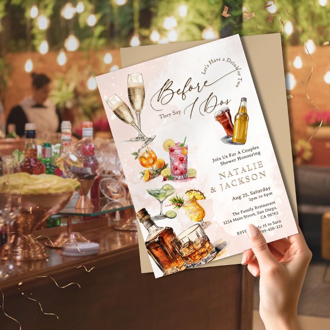 Elegant Script Cocktails Before They Say I Dos Invitation (Elegant Script Cocktails Before They Say I Dos Invitation )