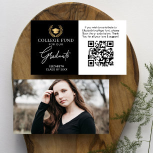 Elegant Script College Fund QR CODE Graduation Enclosure Card