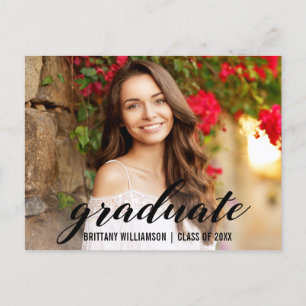 Elegant Script College Graduation Party Invitation Postcard