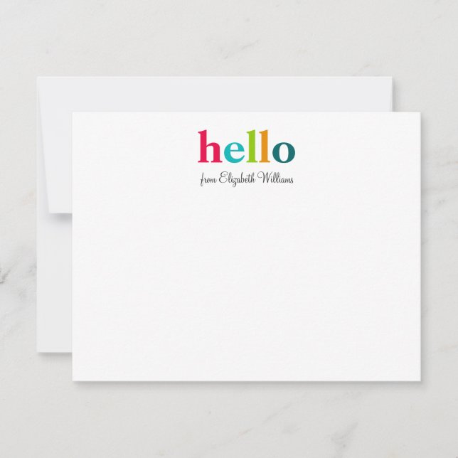Elegant Script Colourful Vibrant Hello Card (Front)