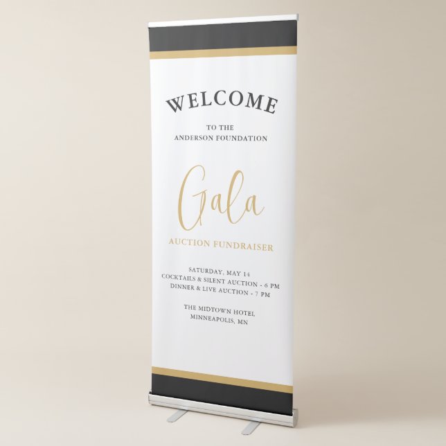 Elegant Script Corporate Gala Fundraiser Welcome Retractable Banner (3/4)