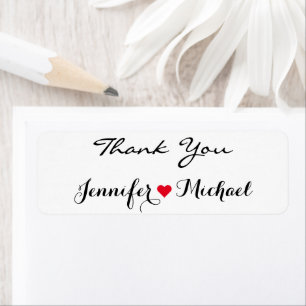 Elegant Script Couple Name Heart Wedding Thank You