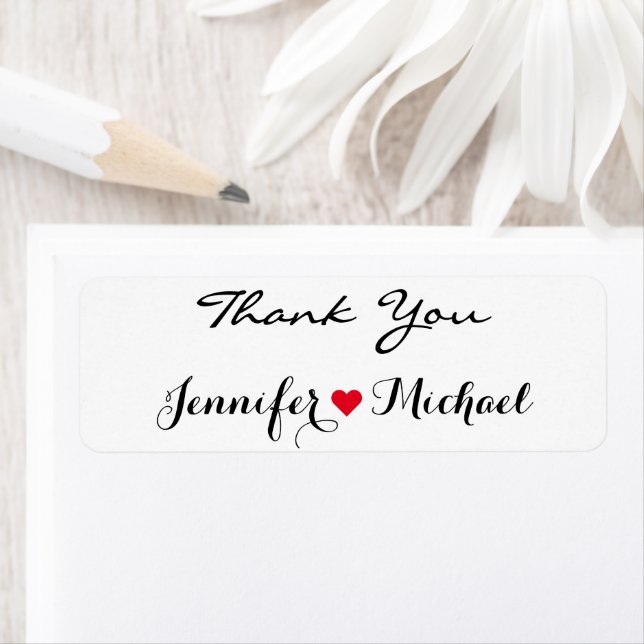 Elegant Script Couple Name Heart Wedding Thank You (Insitu)
