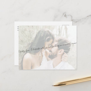Elegant Script Couple Photo Wedding Save our Date Announcement Postcard