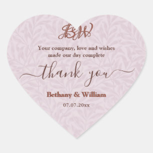 Elegant Script Couples Monogram Thank You  Heart Sticker