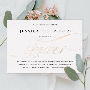 Elegant Script Couple's Shower Rose Gold