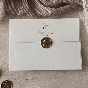 Elegant Script   Cream Monogram Wedding Invitation Envelope