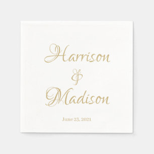 Elegant Script Custom Couple Names Date Wedding Napkin