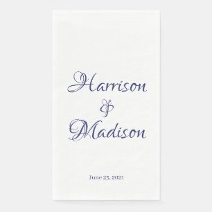 Elegant Script Custom Couple Names & Date Wedding Napkin