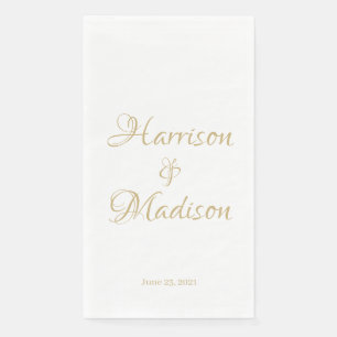 Elegant Script Custom Couple Names Date Wedding Napkin