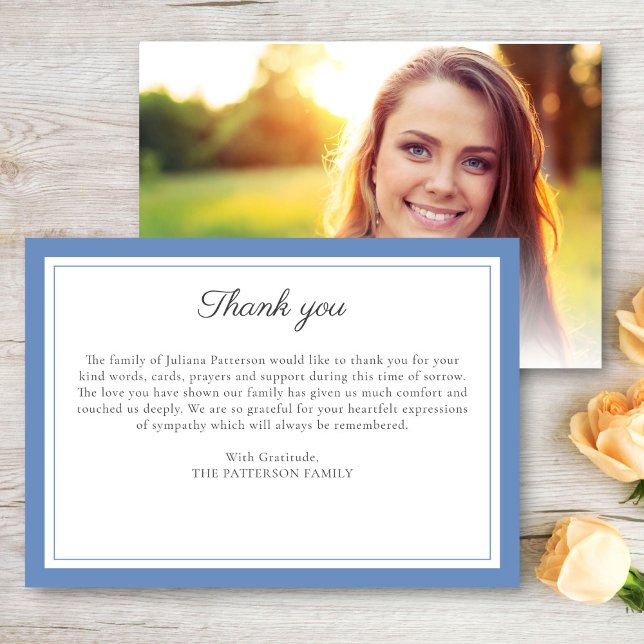 Elegant Script Custom Funeral Photo Thank You Card (Creator Uploaded)