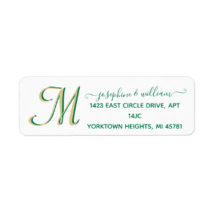 Elegant Script Custom Gold Green Monogram Name