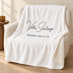 Elegant Script Custom Home Name Location Sherpa Blanket