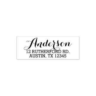 Elegant Script Custom Last Name and Return Address Self-inking Stamp