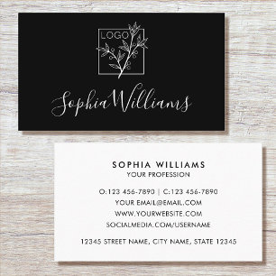 Elegant Script Custom Logo Modern Black Business Card