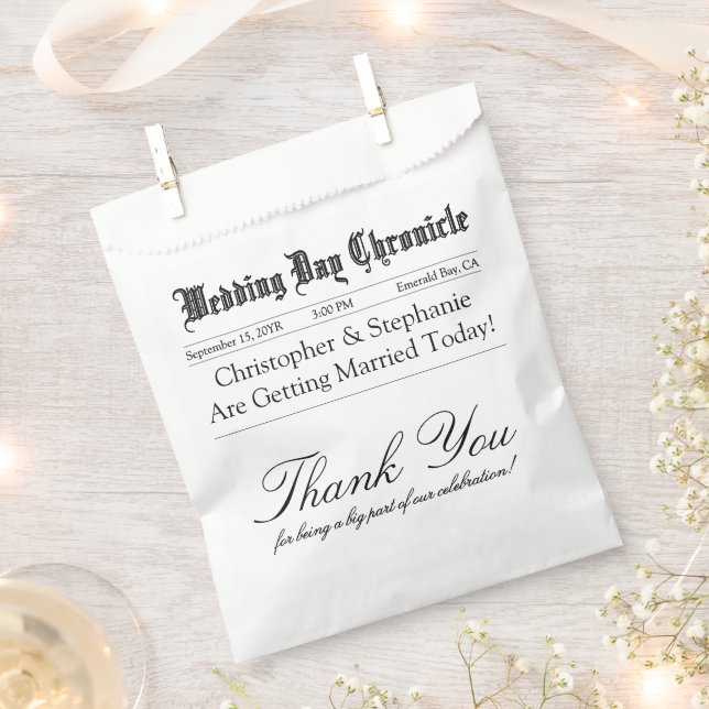 Elegant Script Custom Minimalist Wedding Thank You Favour Bags (Clipped)